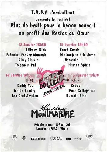 Cartes postales moderne TAPA s'Emballent Presente le Festival Restaurants du C�ur