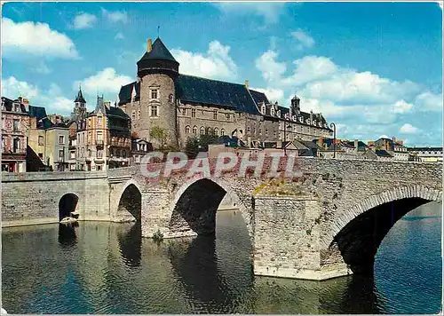 Moderne Karte Laval (Mayenne) le Chateau et le Vieux Pont