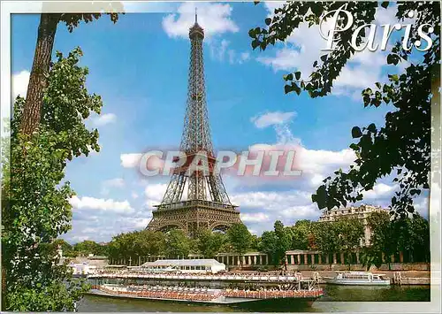 Cartes postales moderne Paris et ses Merveilles La Tour Eiffel (1887 1889) au Port de Suffren Bateau Peniche