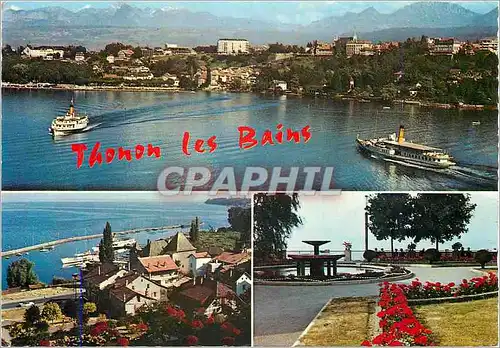 Moderne Karte Thonons les Bains (Haute Savoie) et le Lac Leman