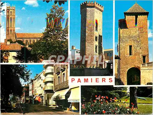 Cartes postales moderne Pamiers La Cathedrale St Antonin (XIVe Siecle) les Anciennes Tours La Place de la Republique