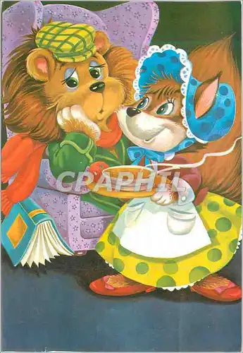 Moderne Karte Fantaisie Lion Ecureuil