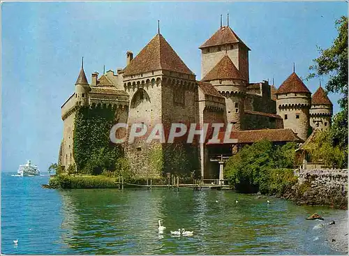 Moderne Karte Montreux (Suisse) Chateau de Chillon vu du Nord