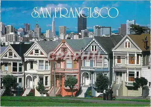 Cartes postales moderne San Francisco Victorian Homes Line Steiner Street is Seen from Alamo Park