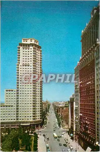 Cartes postales moderne Madrid Place d'Espagne et Rue de la Princesa