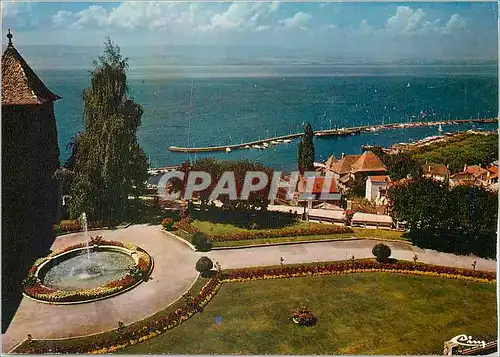 Moderne Karte Thonon les Bains (Hte Savoie) Jardin du Chateau de Sonnaz Panorama sur le Lac Leman