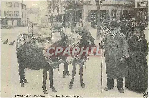 REPRO Types d'Auvergne Deux Heureux Couples Ane Donkey