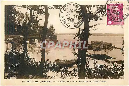 Cartes postales Beg Meil (Finistere) La Cote Vue de la Terrasse du Grand Hotel