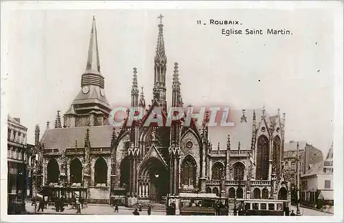 Cartes postales Roubaix Eglise Saint Martin Tramway