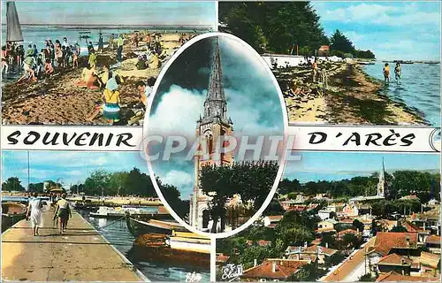 Cartes postales moderne Souvenir d'Ares Un Coin de la Plage La Plage L'Eglise La Jetee Vue Generale