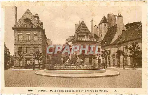 Ansichtskarte AK Dijon Place des Cordeliers et Statue de Piron