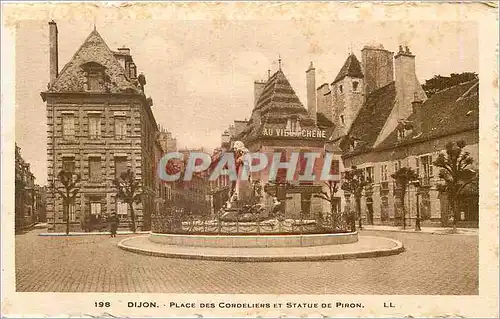 Cartes postales Dijon Place des Cordeliers et Statue de Piron
