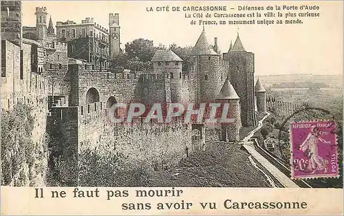 Ansichtskarte AK La Cite de Carcassonne Defenses de la Porte d'Aude