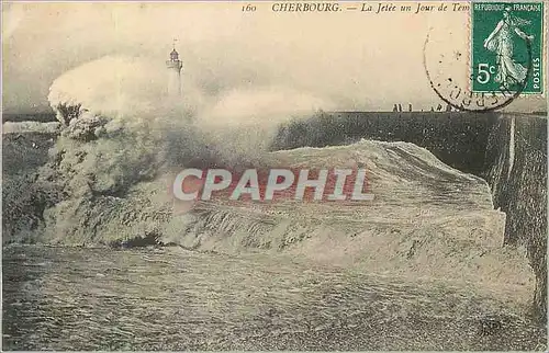 Cartes postales Cherbourg La Jetee un Jour de Tempete