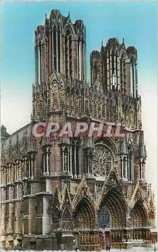 Moderne Karte Reims (Marne) La Cathedrale Facade PriniAnsichtskarte AKle prise avant 1914