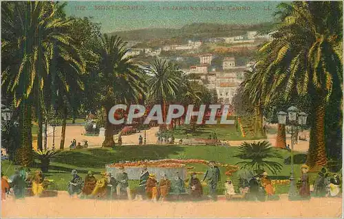 Cartes postales Monte Carlo Les Jardins vue du Casino