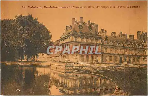 Cartes postales Palais de Fontainebleau La Terrasse de l'Etang des Carpes et la Cour de la Fontaine