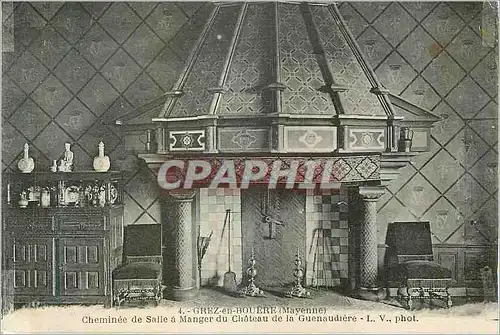 Cartes postales Grez en Bouere (Mayenne) Cheminee de Salle a Manger du Chateau de la Guenaudiere