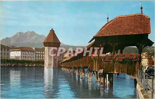 Cartes postales moderne Lucerne Pont de la Chapelle et Pilate