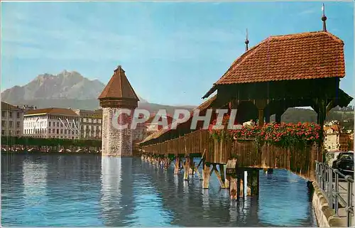 Moderne Karte Lucerne Pont de la Chapelle et Pilate