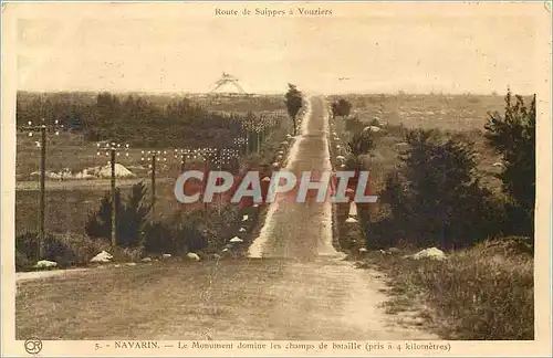 Cartes postales Vouziers Route de Suippes Navarin Le Monument Domine les Champs de Bataille (pris a 4 Kilometres