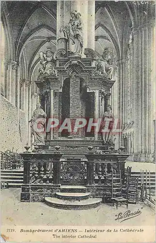 Cartes postales Bombardement d'Amiens Interieur de la Cathedrale