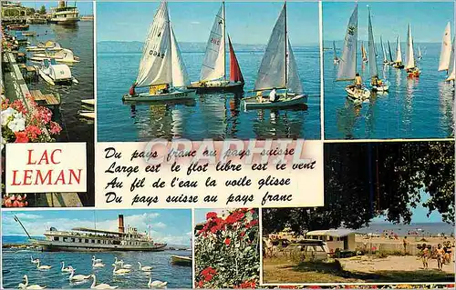 Moderne Karte Lac Leman (France Suisse) du Pays Franc au Pays Suisse