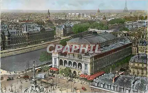 Moderne Karte Paris et ses Merveilles La Place du Chatelet (avec sa fontanine dite du palmier et le Theatre du