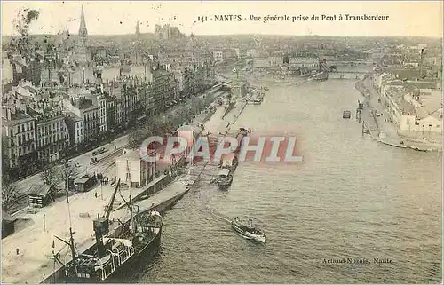 Ansichtskarte AK Nantes Vue Generale Prise du Pont a Transbordeur Bateau