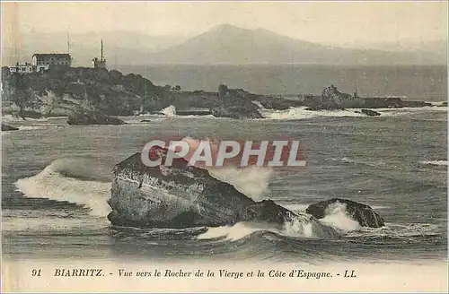 Ansichtskarte AK Biarritz Vue vers le Rocher de la Vierge et la Cote d'Espagne