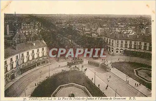 Cartes postales Tours (I et L) La Place du Palais de Justice et l'Avenue de Grammont