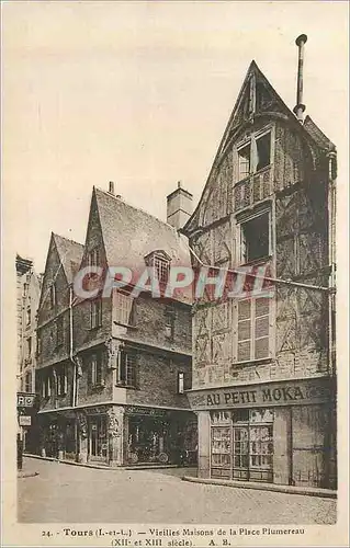 Cartes postales Tours (I et L) Vieilles Maisons de la Place Plumereau (XIIe et XIIIe Siecles) Au petit Moka