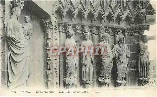 Ansichtskarte AK Reims La Cathedrale Detail du Portail Central