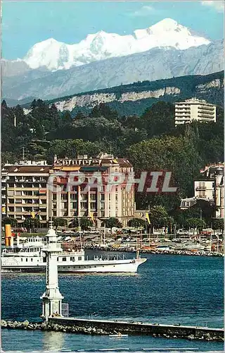 Cartes postales moderne Geneve Entree de la Rade et le Mont Blanc (4810 m) Bateau