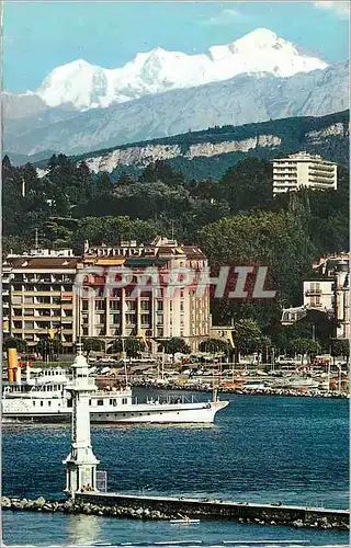 Moderne Karte Geneve Entree de la Rade et le Mont Blanc (4810 m) Bateau