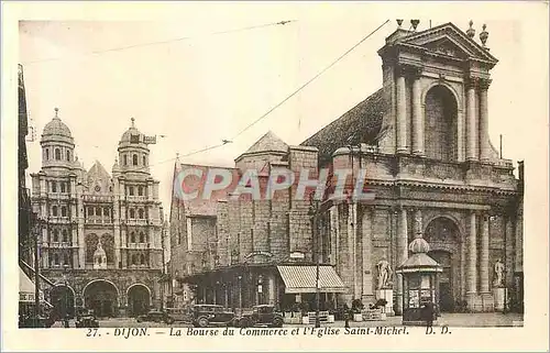 Ansichtskarte AK Dijon  La Bourse du Commerce et L'Eglise Saint Michel