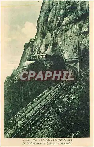 Cartes postales Le Saleve (Hte Savoie) Le Funiculaire et le Chateau de Monnetier