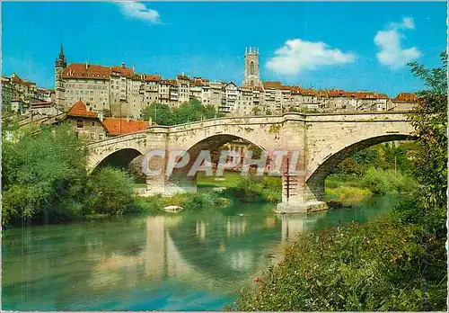 Cartes postales moderne Fribourg Vue Partielle avec Pont Romain