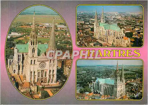 Cartes postales moderne Chartres (Eure et Loir) La Cathedrale (XIIe XIIIe Siecles) Facade Occidentale et Croisillon Nord