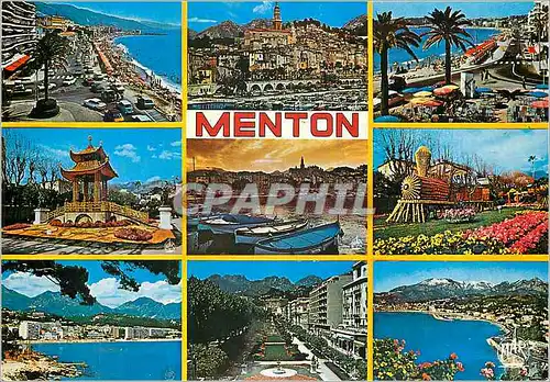 Cartes postales moderne Menton Souvenir de la Cote d'Azur La Perle de France Train