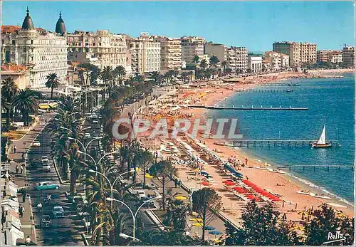 Moderne Karte Cannes (A M) La Cote d'Azur La PLage de la Croisette Le Carlton Le Miramar et le Martinez