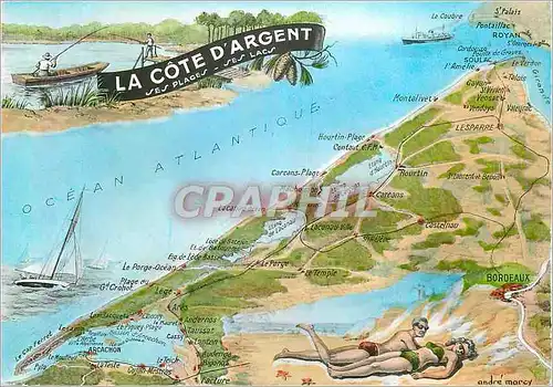 Cartes postales moderne La Cote d'Argent Ses Plages Ses Lacs Peche