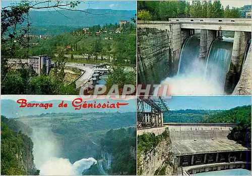 Moderne Karte le Barrage de Genissiat sur le Rhone Hauteur 104 Metres