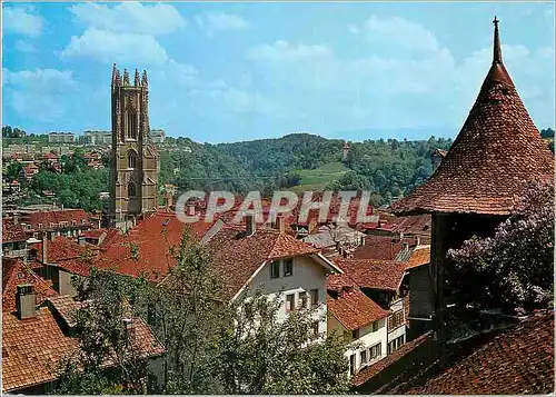 Moderne Karte Fribourg Cathedrale et Vue sur la Ville