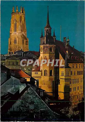 Cartes postales moderne Fribourg Cathedrale et Hotel de Ville