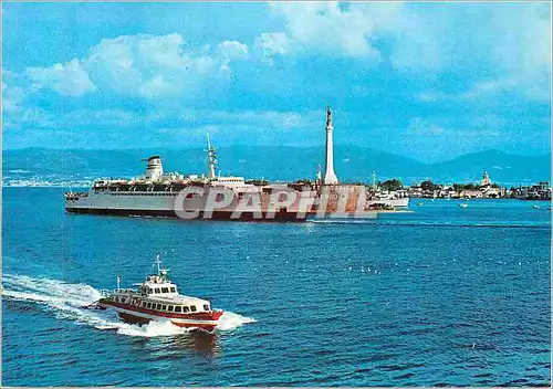 Cartes postales moderne Messina Navire Trajet et Aliscafo Bateau