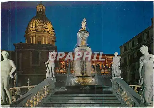 Moderne Karte Palermo Point de Vue sur la Fontana Pretoria
