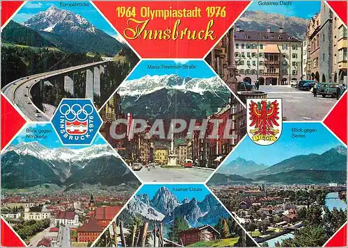Moderne Karte Innsbruck Tirol 1964 Olympiastadt 1976