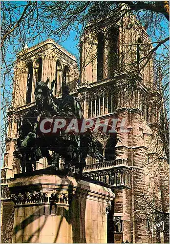 Cartes postales moderne Paris Notre Dame et Statue de Charlemagne Couleurs et Lumiere de France