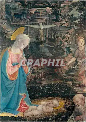 Cartes postales moderne Firenze Gallerie Ullizi la Vierge Adorant l'Enfant